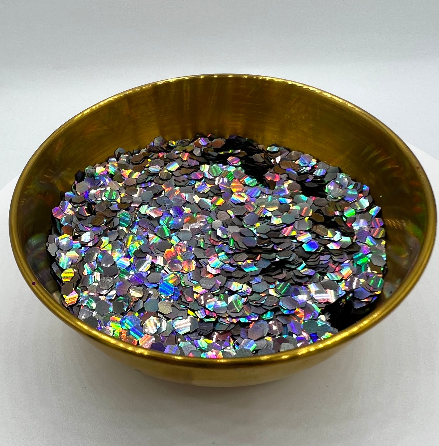 Full Metal Holographic Gunmetal Grey Super Chunky Biodegradable Glitter